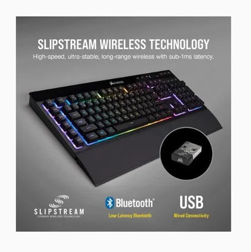 Corsair K57 RGB Wireless Gaming Keyboard, with Splitstream Wireless Technology, Black