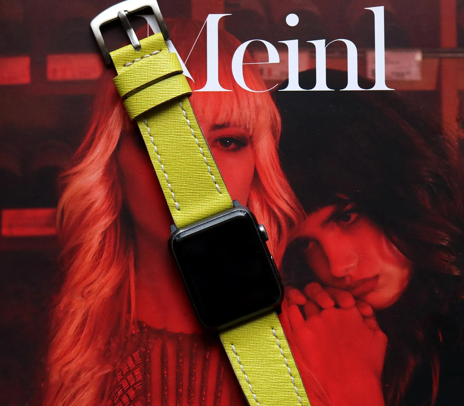 Custom Made Apple Watch Strap - Lime Saffiano