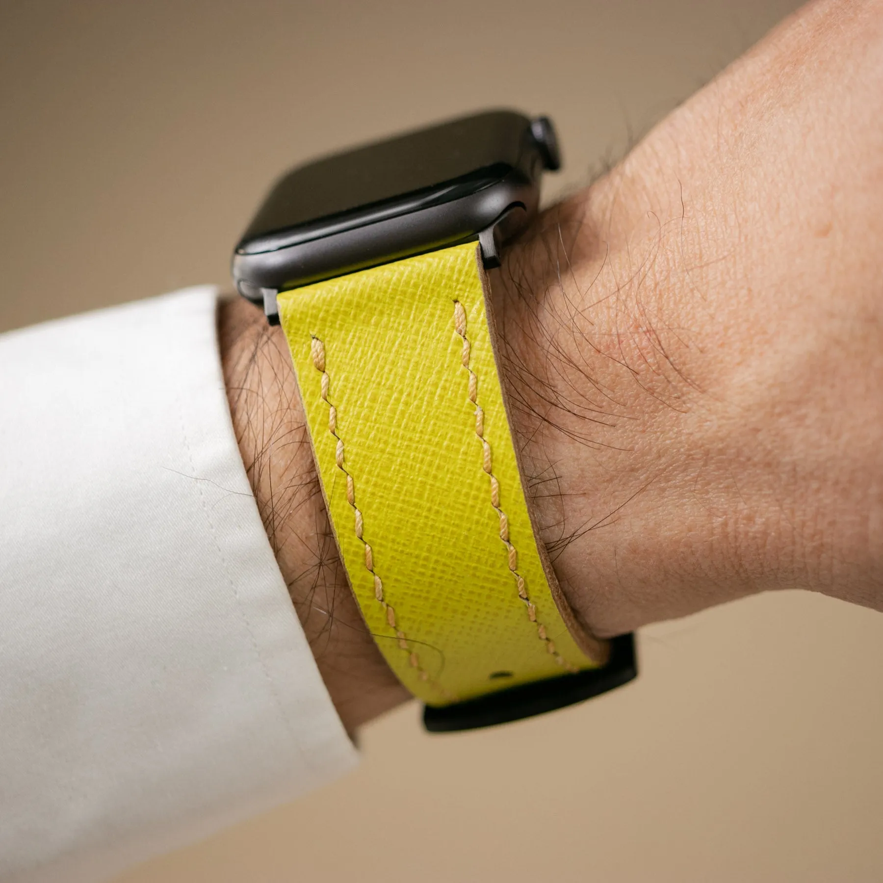 Custom Made Apple Watch Strap - Lime Saffiano