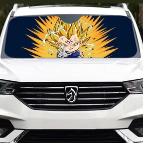 DBZ Majin Vegeta Super Saiyan Prince Power Aura Chibi Sketch Windshield Sunshade