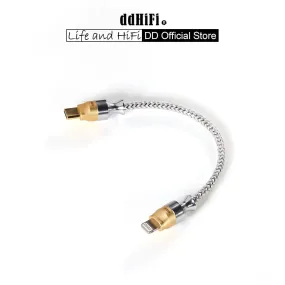 DD ddHiFi MFi07S Nyx Series Silver Shielded Lightning To USB-C HiFi OTG Cable (10cm/ 50cm)