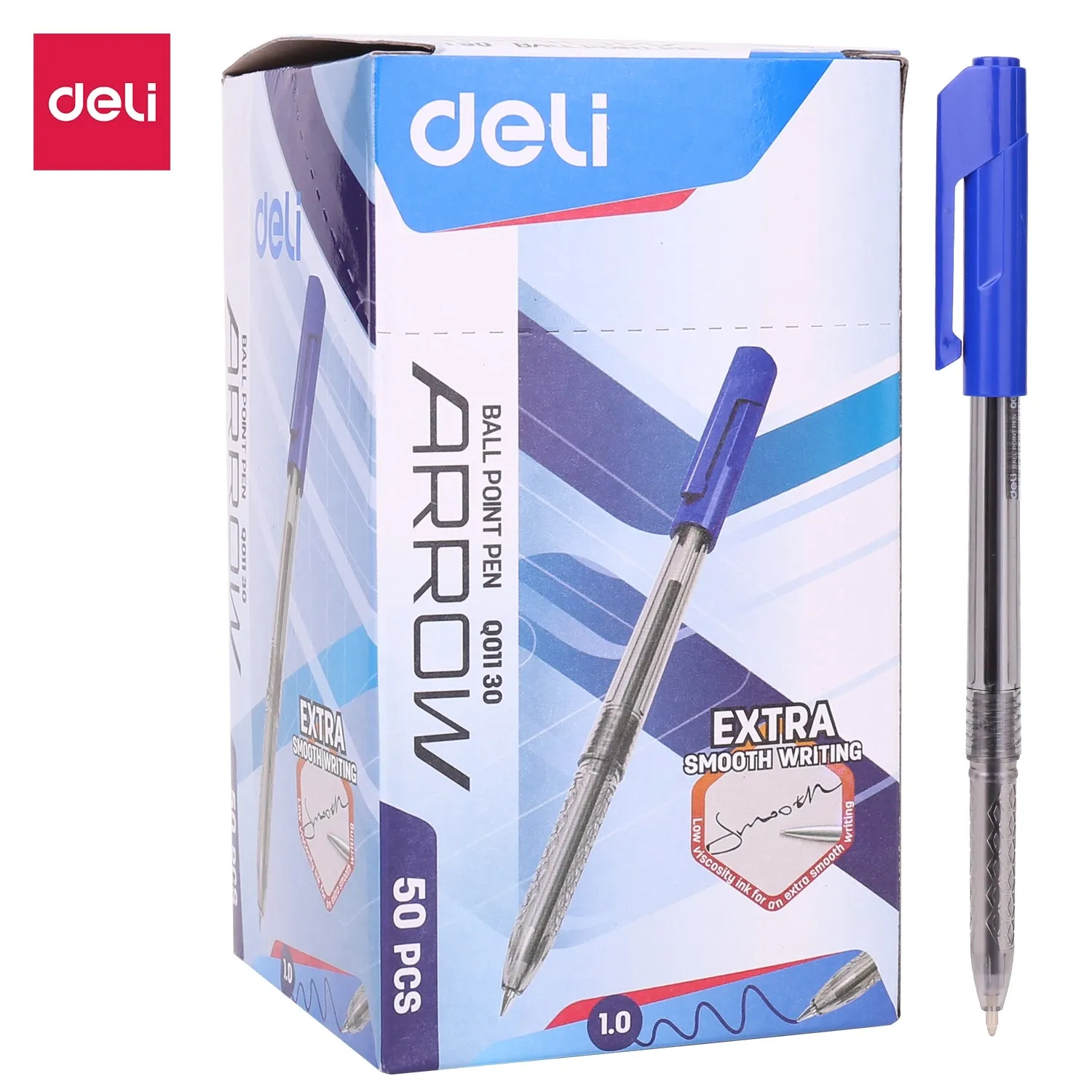 Deli Ball Point Pen Bullet tip 1.0mm - (Blue)