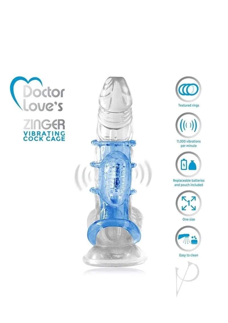 Doctor Loves Zinger Vibrating Cage Blue