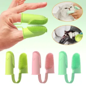 Double Finger Soft Dog And Cat Toothbrush for Fresh Breath