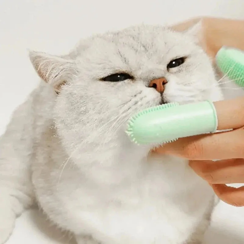 Double Finger Soft Dog And Cat Toothbrush for Fresh Breath