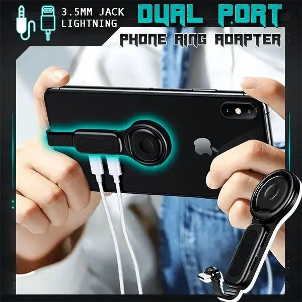 Dual Port Phone Ring Holder Adapter for Lightning Jack Adapter -Dual Port Adapter