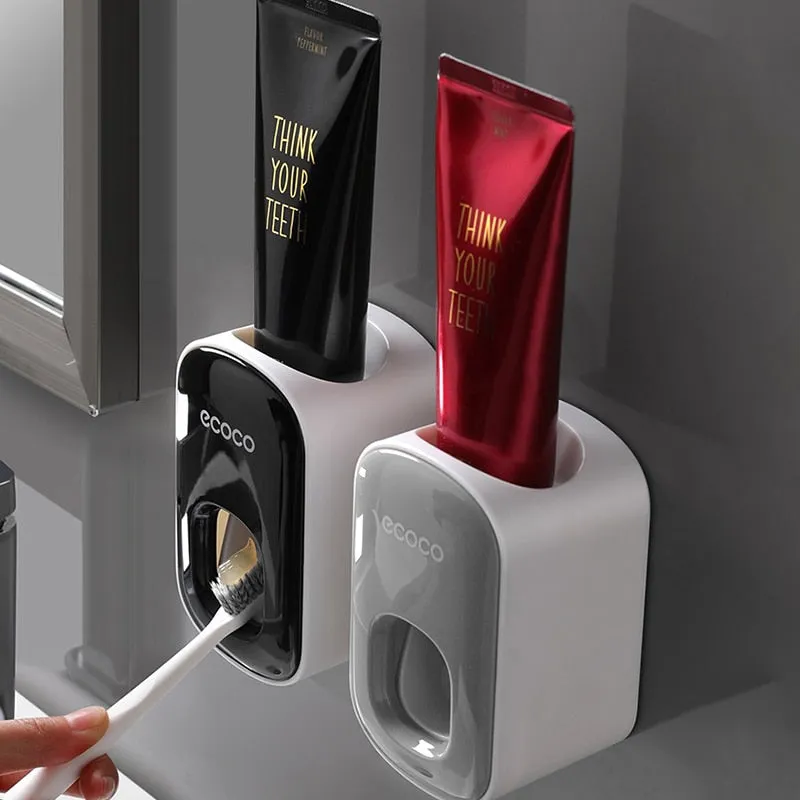 ECOCO Automatic Toothpaste Dispenser and Toothbrush Holder