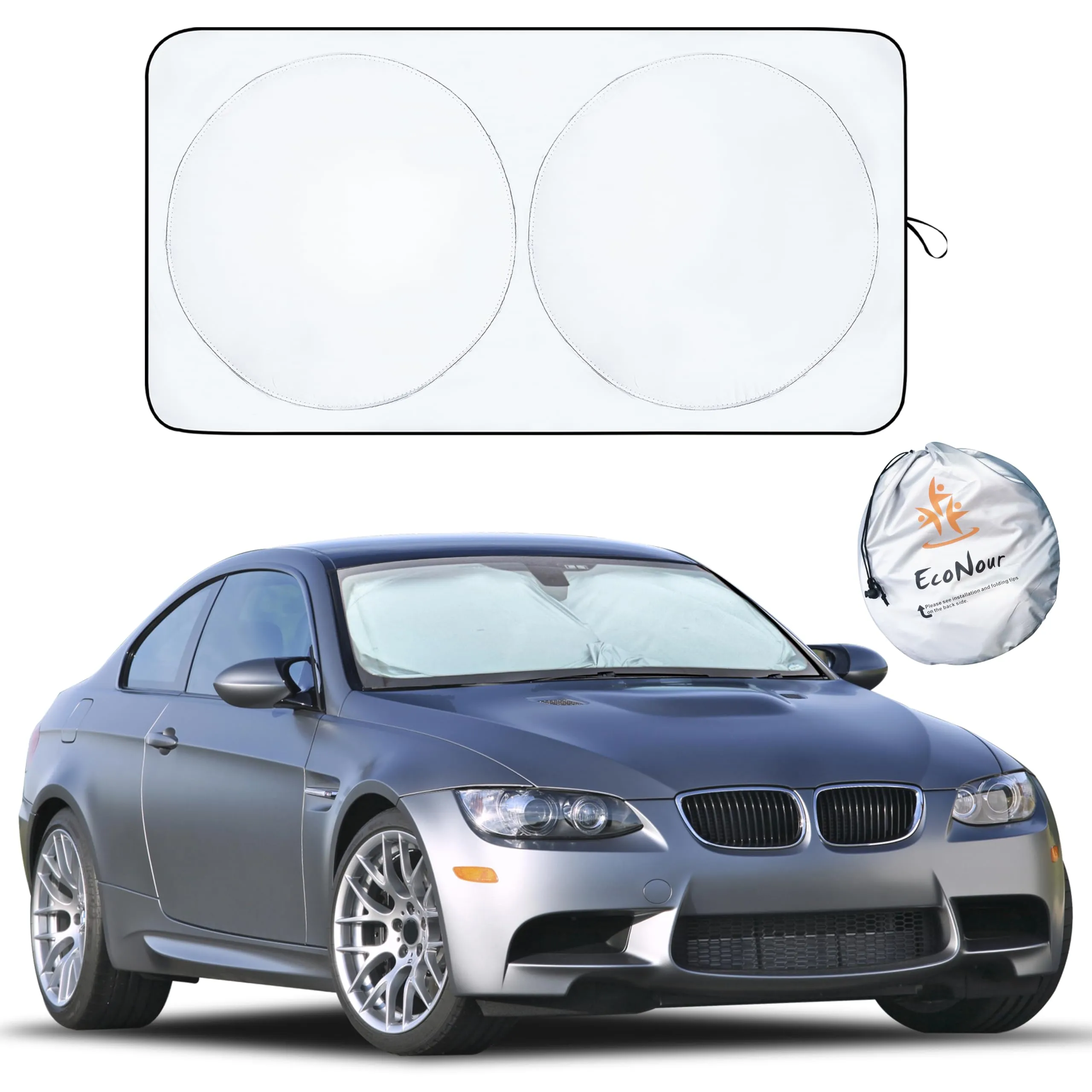 EcoNour Car Windshield Sun Shade with Storage Pouch