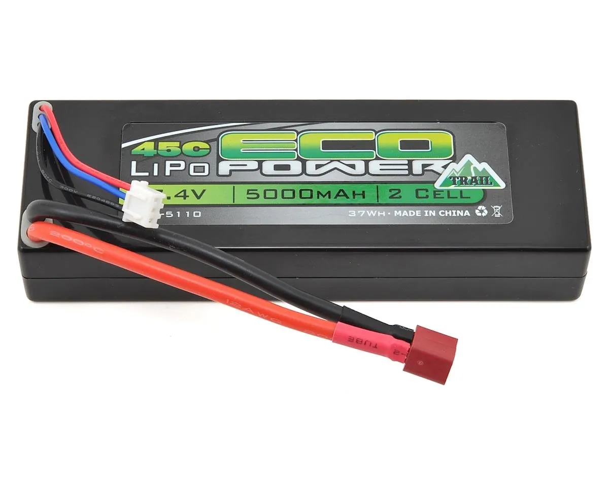 EcoPower "Trail" 2S 45C Hard Case LiPo Battery (7.4V/5000mAh) T-Connector Deans Style ECP-5110