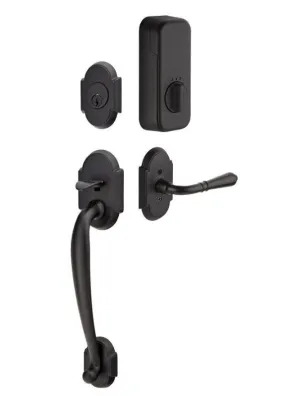 Emtek Single Cylinder Nashville Handleset EMPowered Motorized Smart Lock Upgrade With Select Conical Straight Knurled Knob