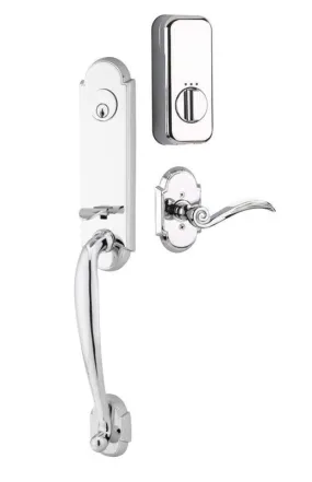 Emtek Single Cylinder Richmond Handleset EMPowered Motorized Smart Lock Upgrade With Lowell Glass Knob