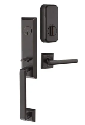 Emtek Single Cylinder Transitional Heritage Monolithic Handleset EMPowered Motorized Smart Lock Upgrade With Coventry Lever