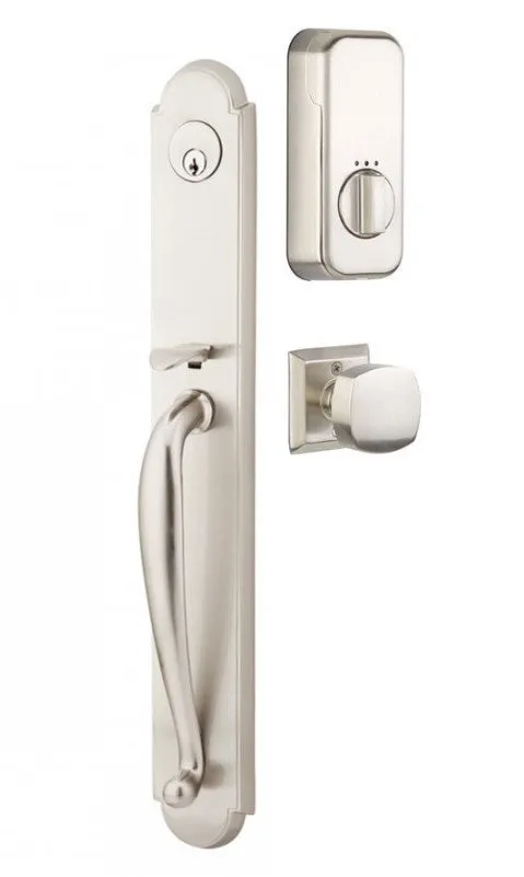 Emtek Single Cylinder Wilmington Handleset EMPowered Motorized Smart Lock Upgrade With Norwich Knob