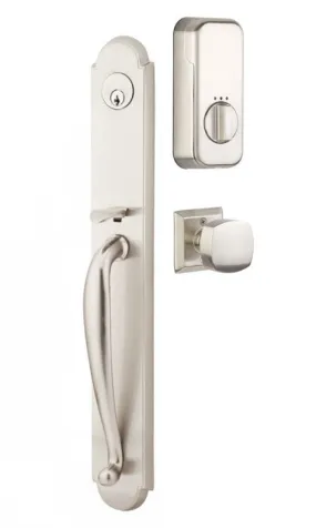 Emtek Single Cylinder Wilmington Handleset EMPowered Motorized Smart Lock Upgrade With Turino Lever