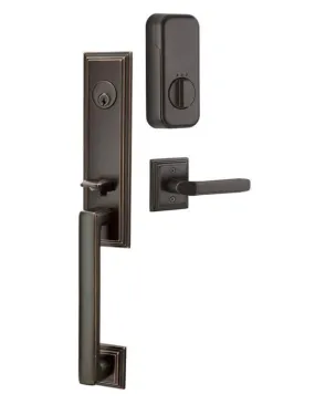 Emtek Single Cylinder Wilshire Handleset EMPowered Motorized Smart Lock Upgrade With Select Conical Knurled Knob