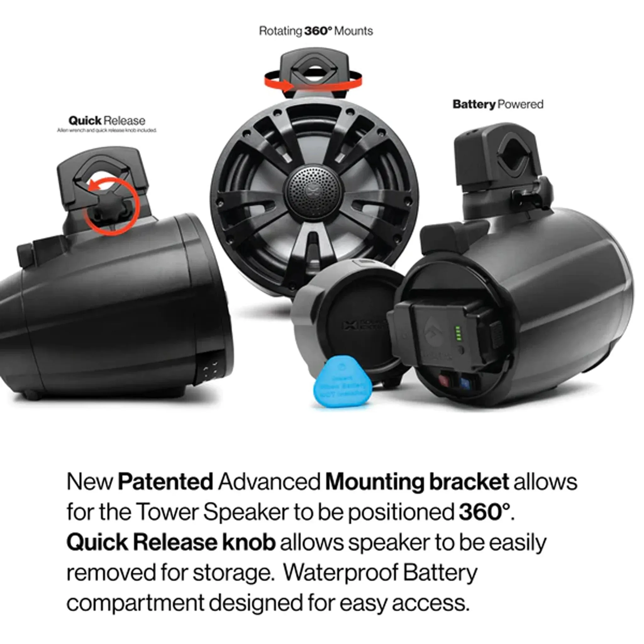 ExtremeTower Speakers TBB8 - 2 Battery Powered Bluetooth Amplified Tower Speakers 2pcs set