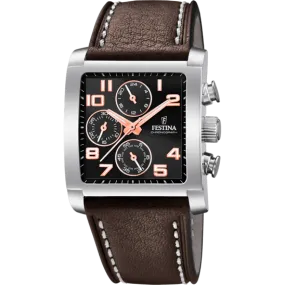 Festina Timeless Chronograph Leather Chronograph Mens Watch I Model F20424/7 Quartz Movement