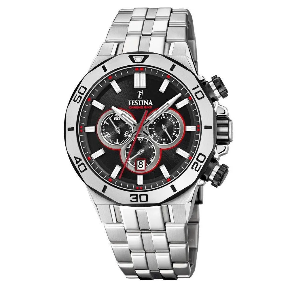 Festina Watch Black Red Chrono Bike Stainless Steel F20448-4