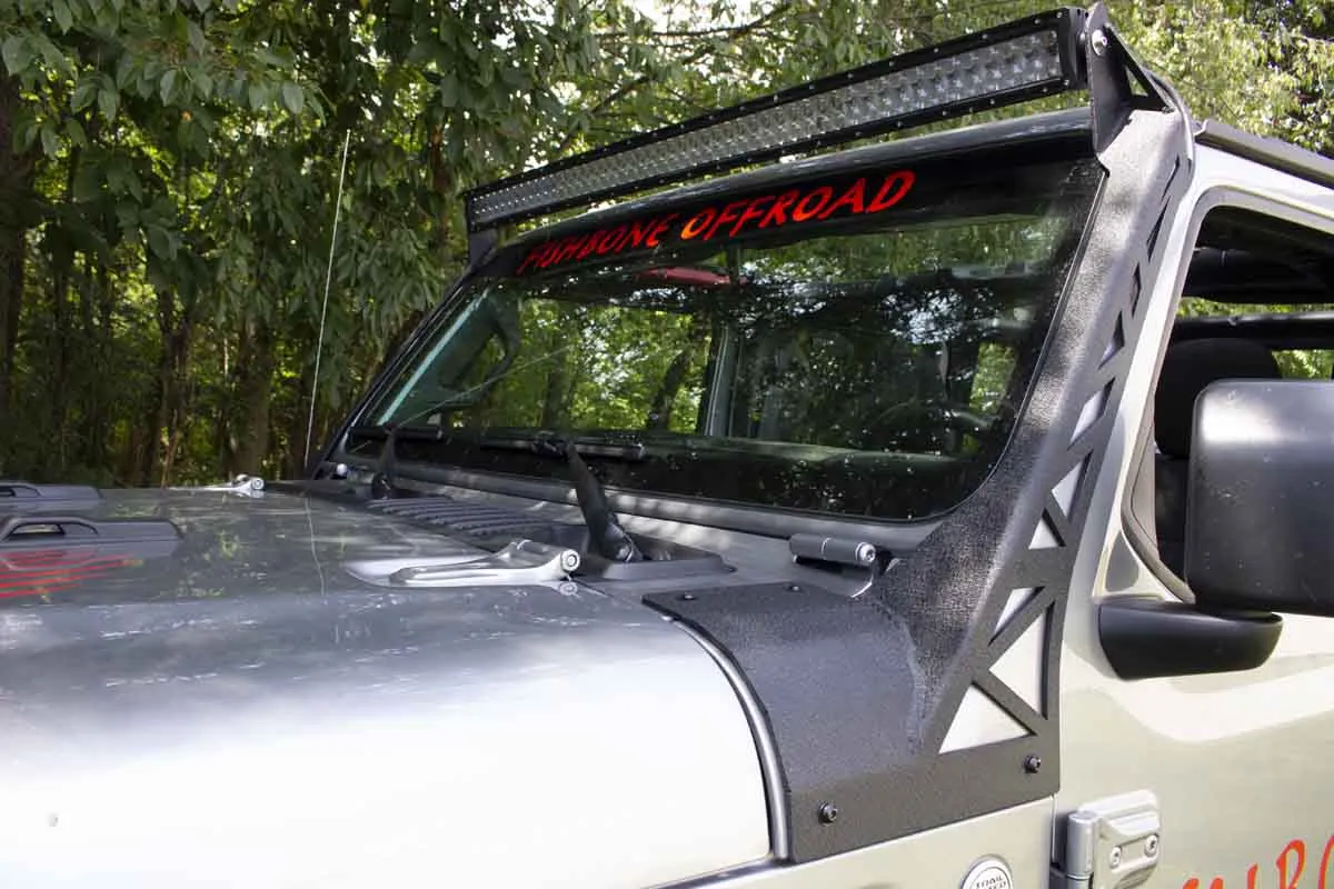 Fishbone Offroad Windshield Light Bracket Jeep Gladiator GT (20-23) Black Textured Powder Coat