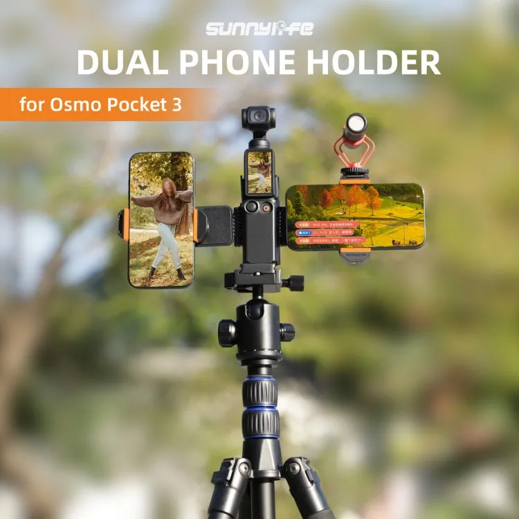 For DJI OSMO Pocket 3 Sunnylife ZJ756 Expanded Dual Phone Clamp Holder (Black)