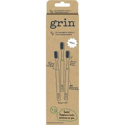 Grin - Bamboo Toothbrushes - Emoji (3 Pack)