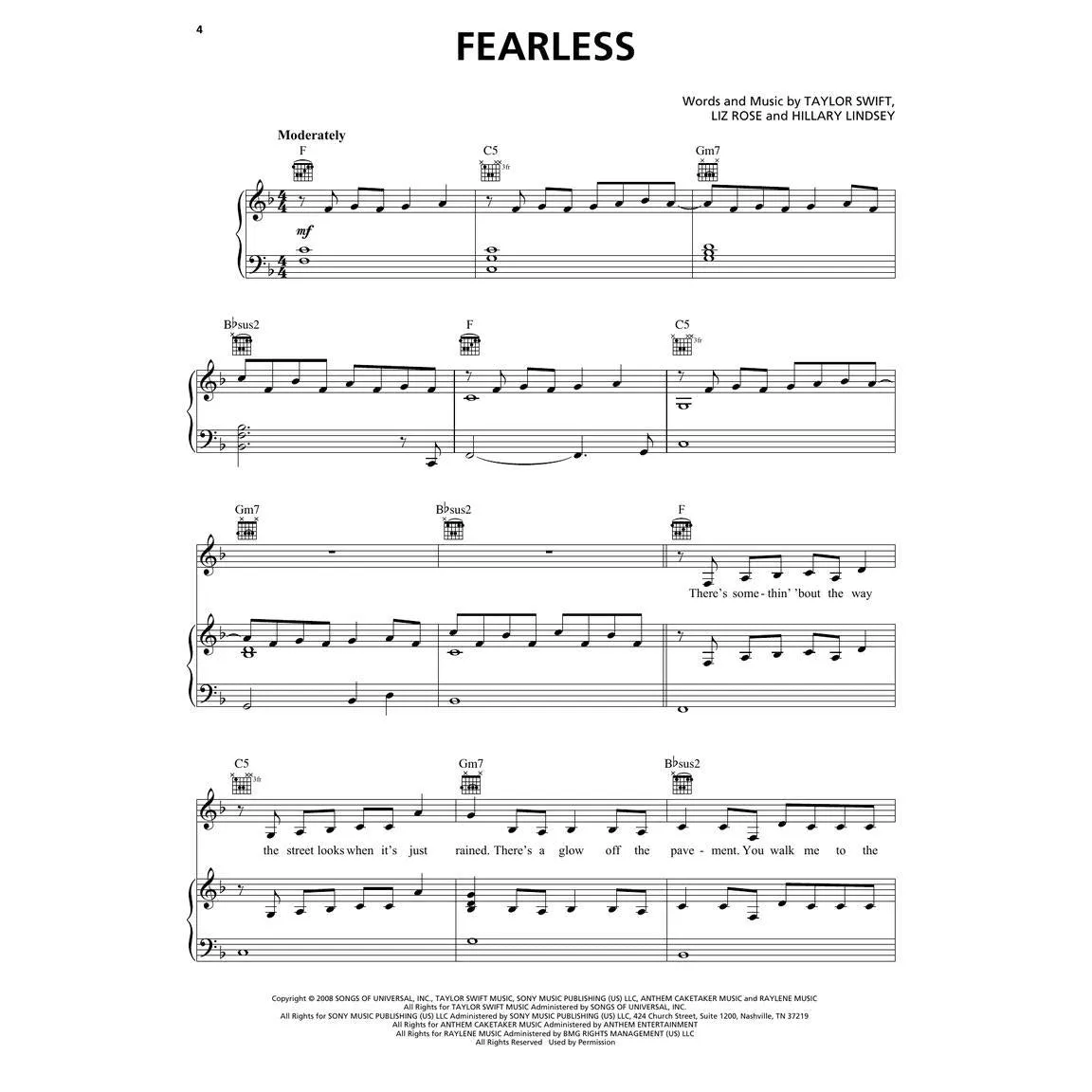 Hal Leonard HL00368953 Taylor Swift – Fearless (Taylor's Version)