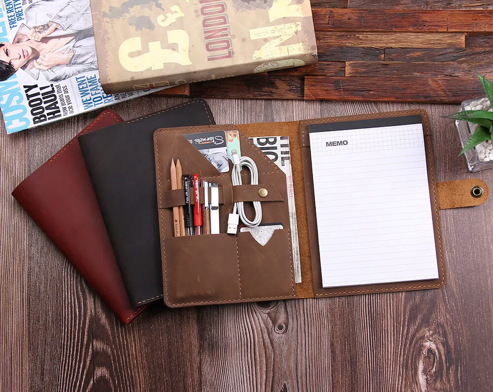 Handmade Leather Portfolio, A5 Notepad Holder