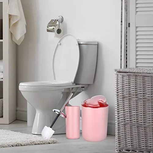 HOMEACC Pink Bathroom Accessories Set of 8,with Toothbrush Holder,Toothbrush Cup,Soap Dispenser,Soap Dish,Toilet Brush Holder,Trash Can,Plastic Bathroom Set for Home and Bathroom