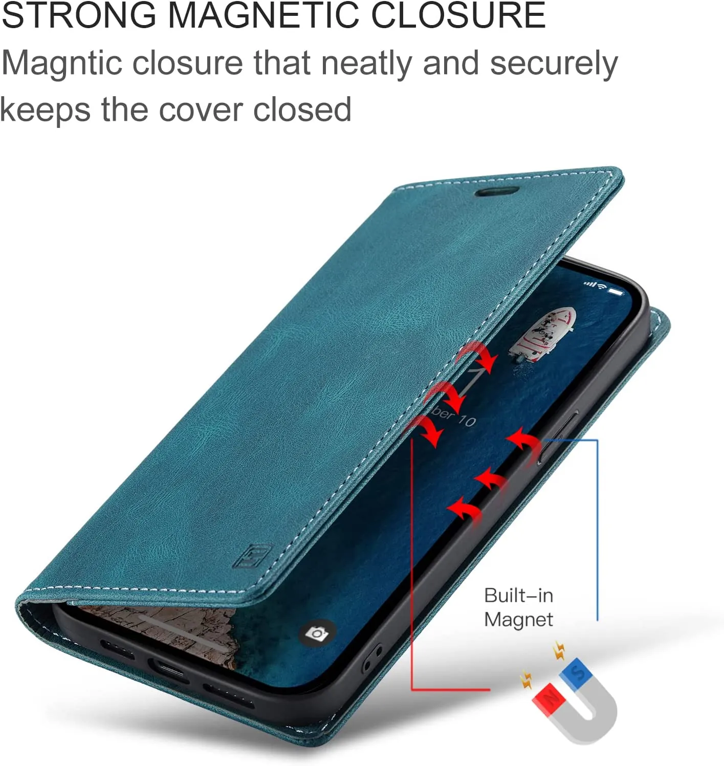 iPhone 14 Pro Max,PU Leather Folio Flip Wallet Case 6.7 inch Teal