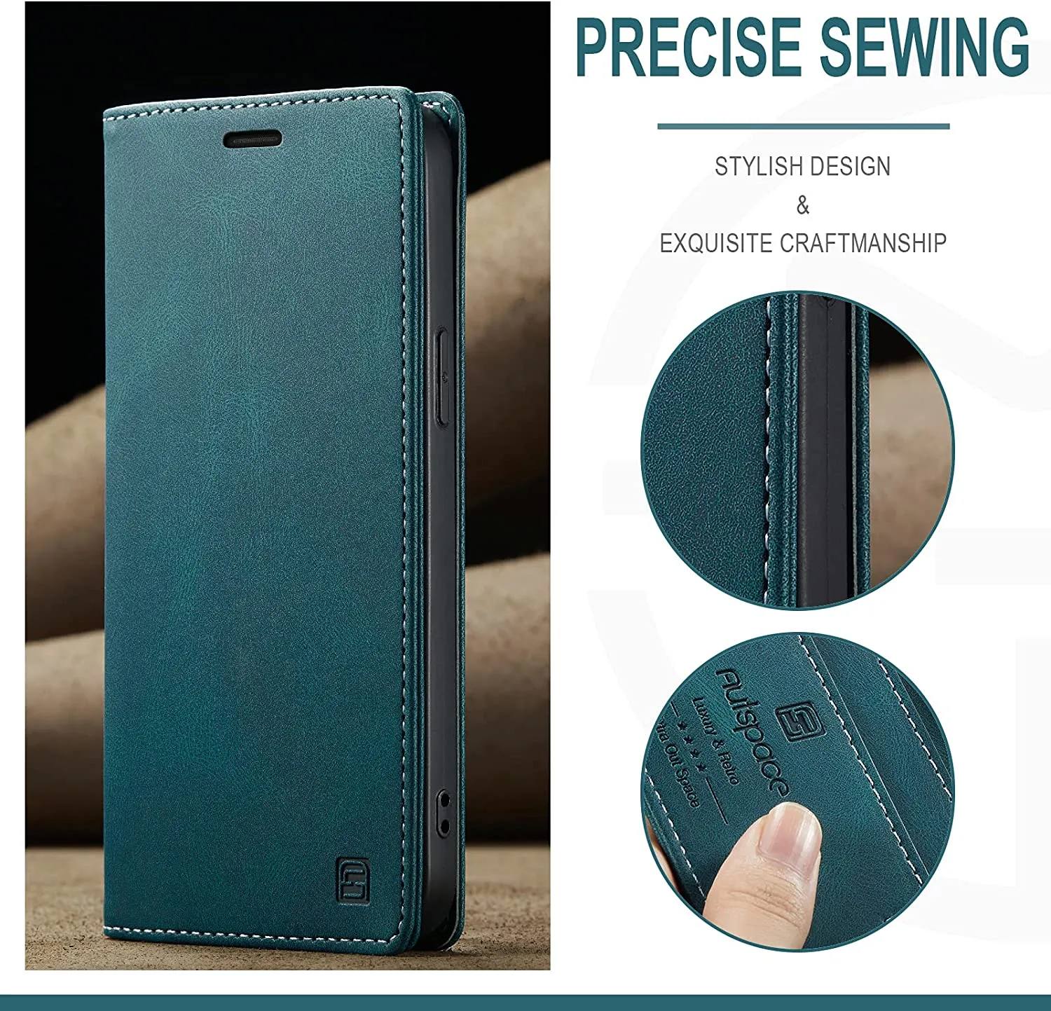 iPhone 14 Pro Max,PU Leather Folio Flip Wallet Case 6.7 inch Teal