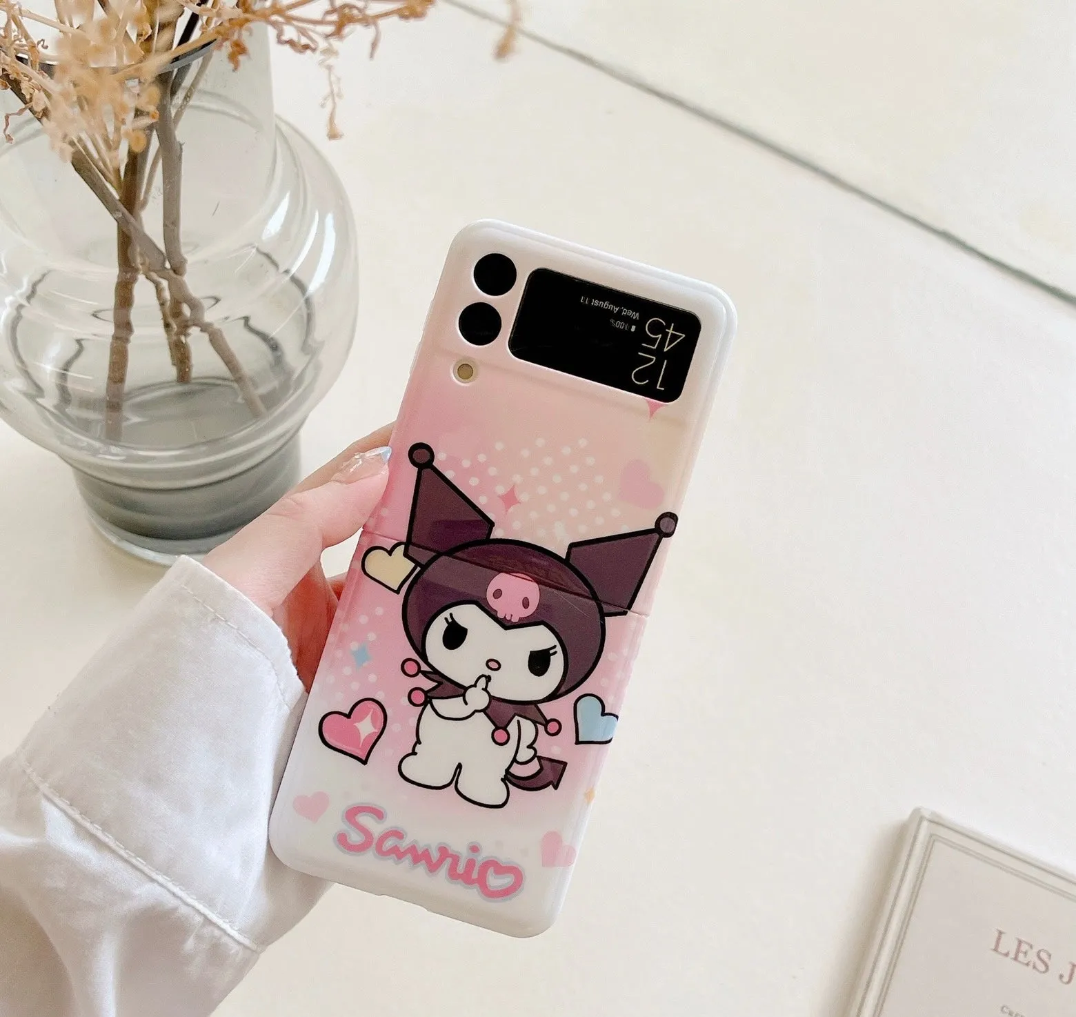 Japanese Cartoon | Kuromi with Hearts Travelling - Phone Case Samsung Galaxy Z Flip 3 4 W23 Filp