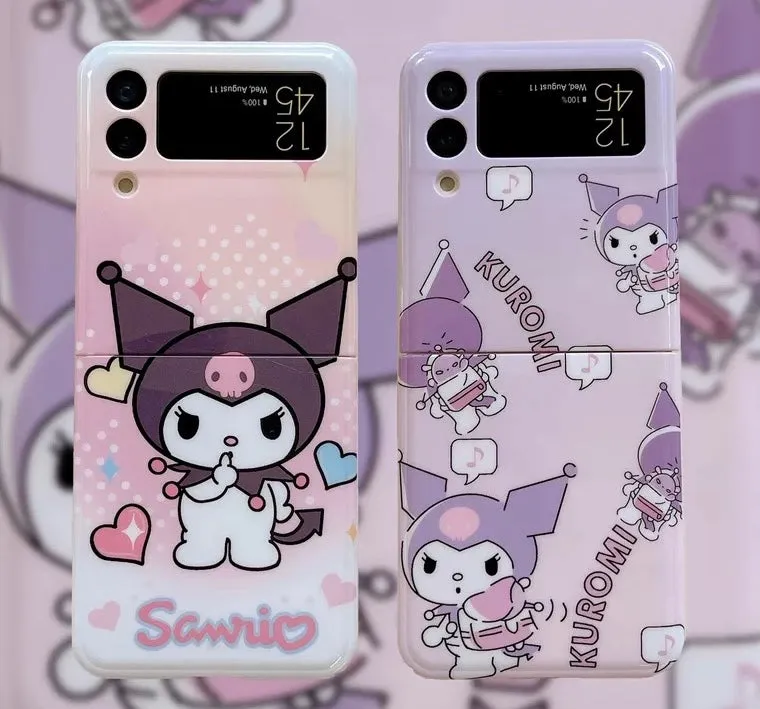 Japanese Cartoon | Kuromi with Hearts Travelling - Phone Case Samsung Galaxy Z Flip 3 4 W23 Filp