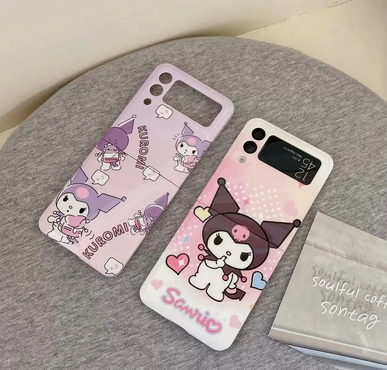 Japanese Cartoon | Kuromi with Hearts Travelling - Phone Case Samsung Galaxy Z Flip 3 4 W23 Filp