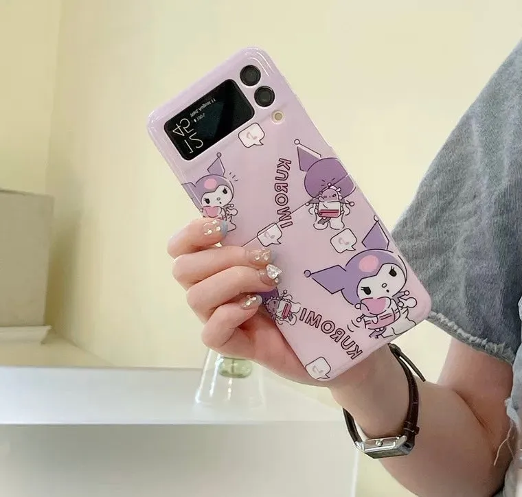 Japanese Cartoon | Kuromi with Hearts Travelling - Phone Case Samsung Galaxy Z Flip 3 4 W23 Filp