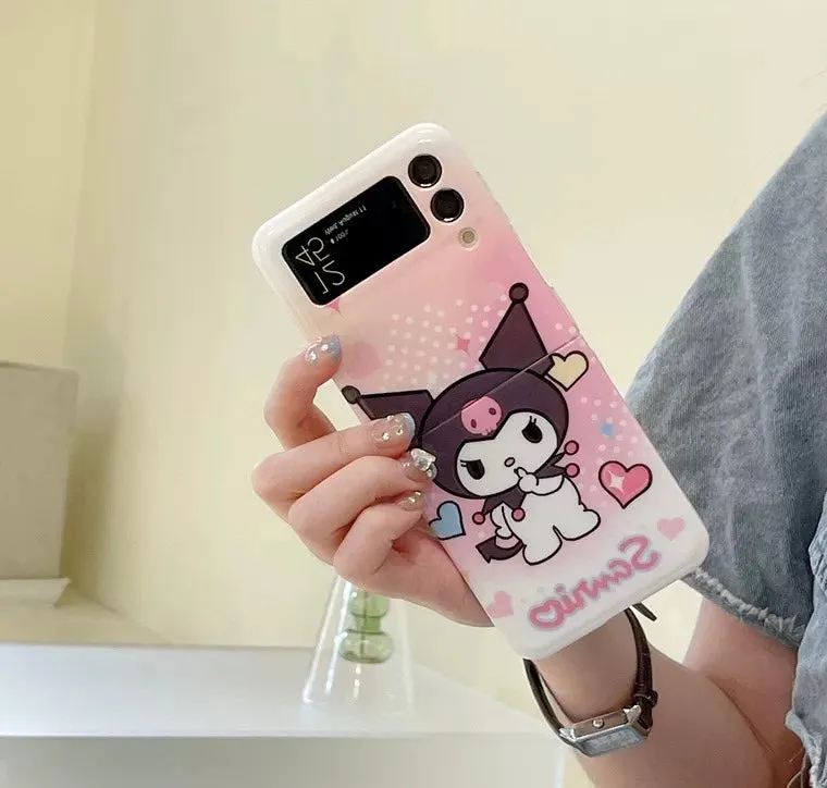 Japanese Cartoon | Kuromi with Hearts Travelling - Phone Case Samsung Galaxy Z Flip 3 4 W23 Filp