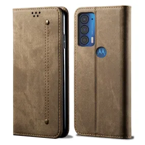 Jeans Motorola Edge (2021) Flip case - Khaki