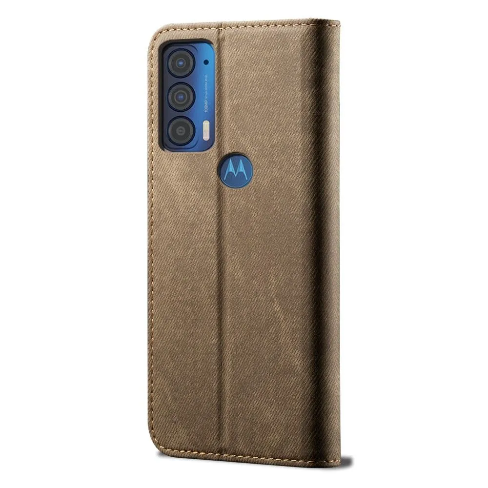 Jeans Motorola Edge (2021) Flip case - Khaki