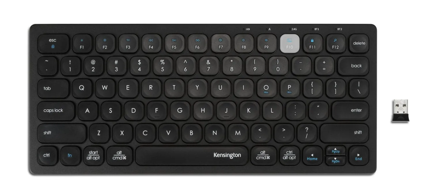 Kensington Multi-Device Dual Wireless Compact Keyboard Black, Up To 3 Devices