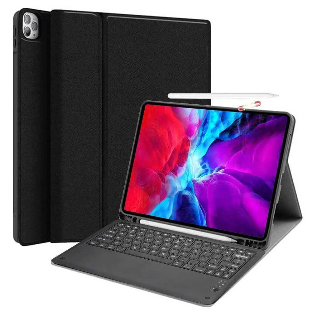 Keyboard Case Protect Shell iPad Pro 12.9 2020 Flip Folio Stand With Pen Holder