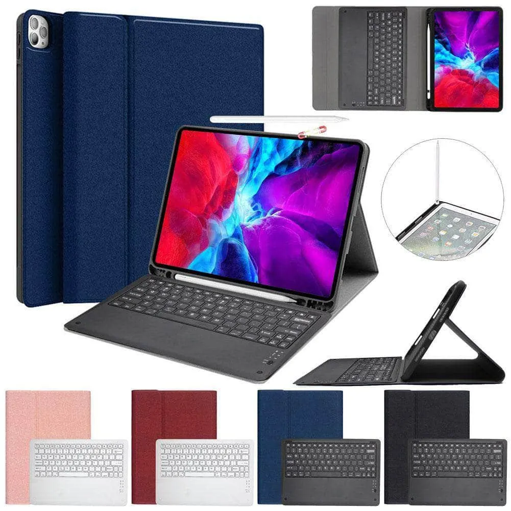 Keyboard Case Protect Shell iPad Pro 12.9 2020 Flip Folio Stand With Pen Holder