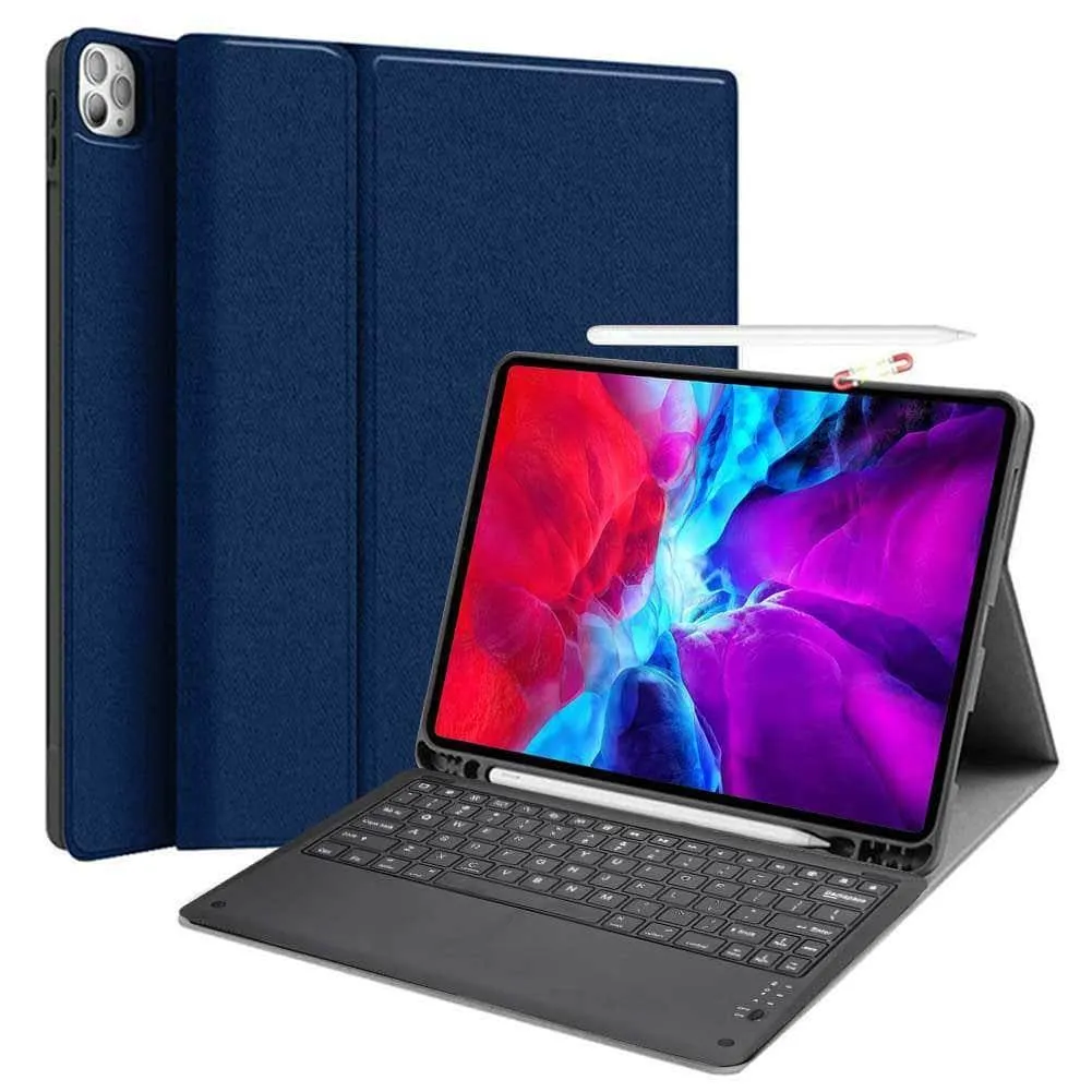 Keyboard Case Protect Shell iPad Pro 12.9 2020 Flip Folio Stand With Pen Holder