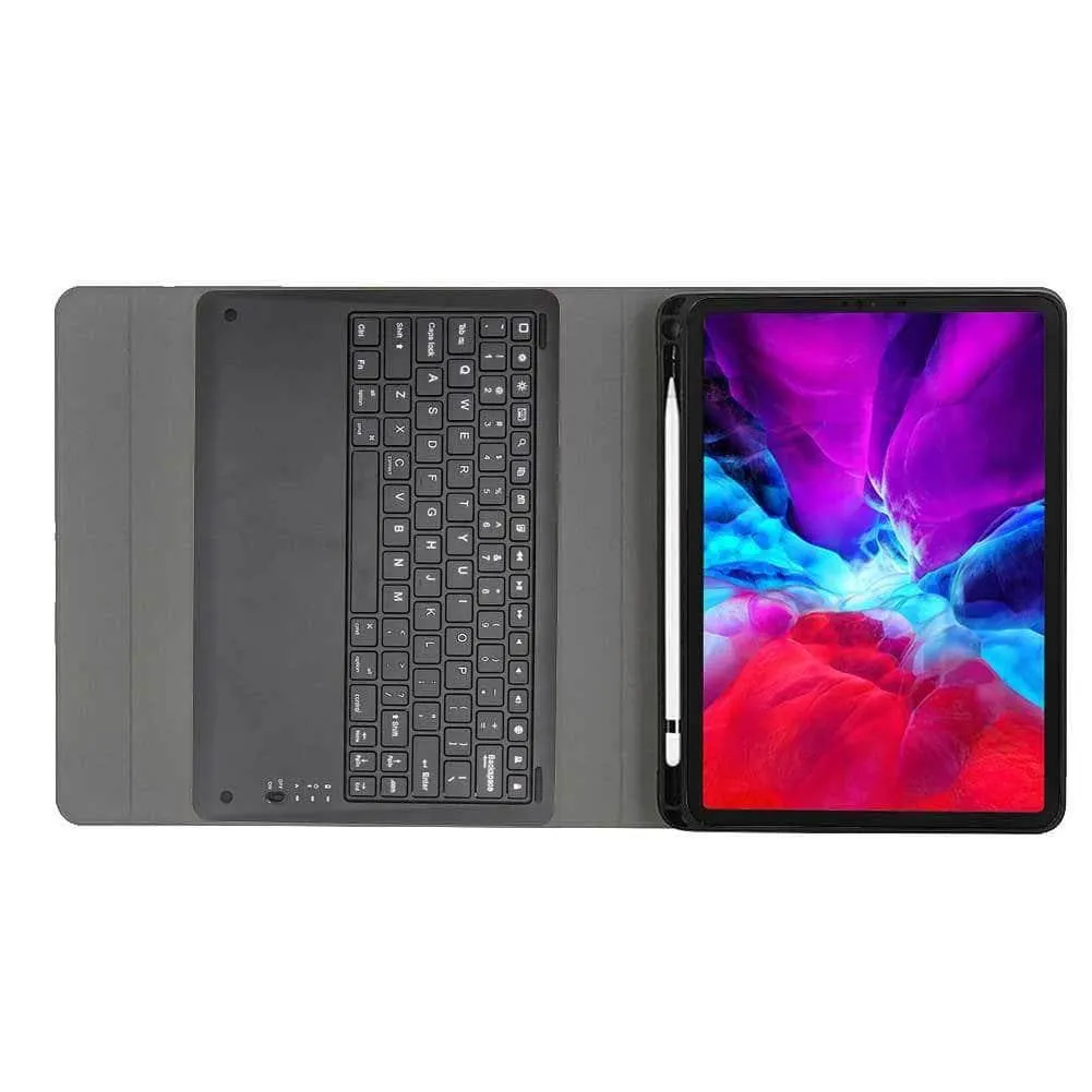 Keyboard Case Protect Shell iPad Pro 12.9 2020 Flip Folio Stand With Pen Holder