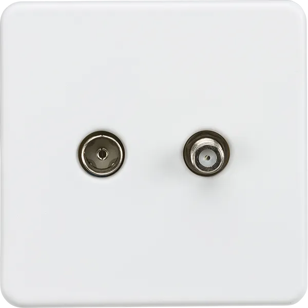 Knightsbridge Screwless 1G Coax and Satellite Socket Matt White