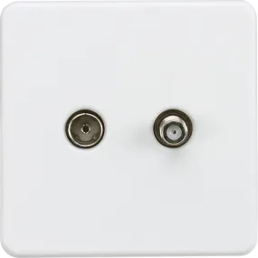 Knightsbridge Screwless 1G Coax and Satellite Socket Matt White