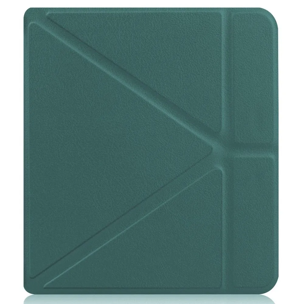 Kobo Libra 2 cool origami stand PU leather flip case - Blackish Green