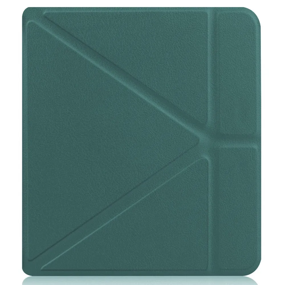 Kobo Libra 2 cool origami stand PU leather flip case - Blackish Green