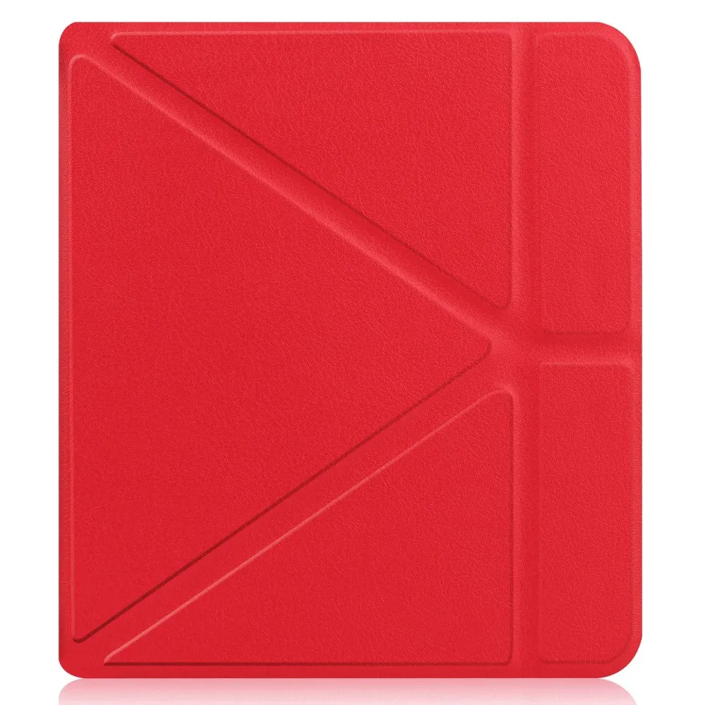 Kobo Libra 2 cool origami stand PU leather flip case - Red