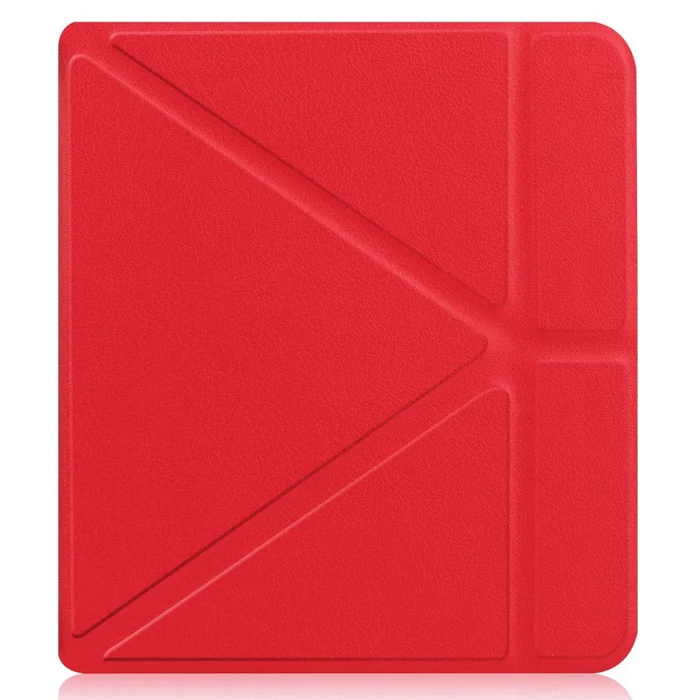 Kobo Libra 2 cool origami stand PU leather flip case - Red