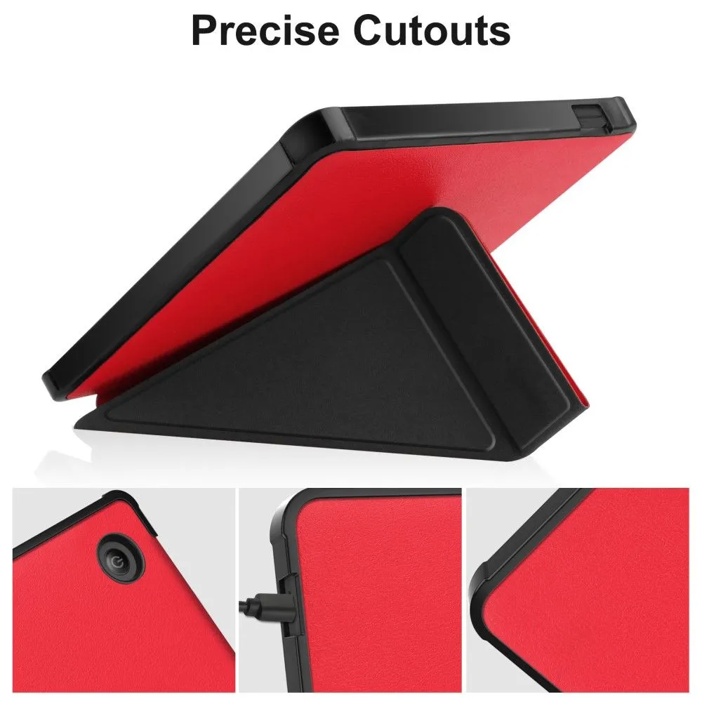 Kobo Libra 2 cool origami stand PU leather flip case - Red