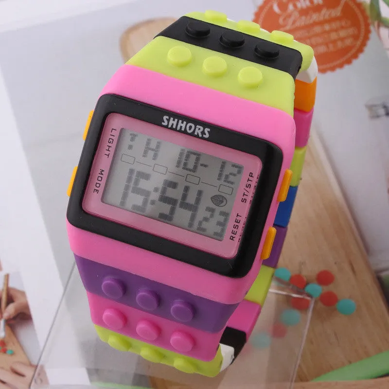 LED Watch Coloful Stripe Unisex New Sports Watches Shhors Rainbow watch Digital Hour Wristwatch